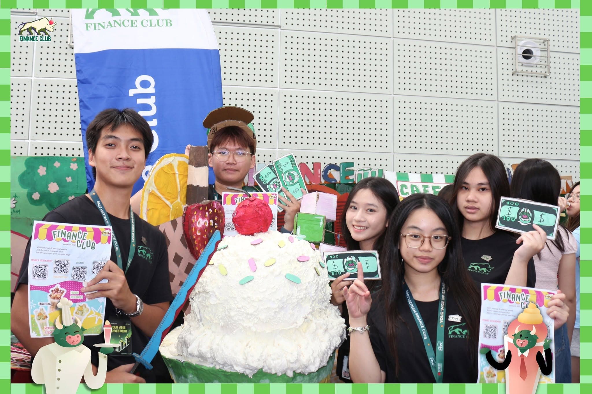 Members with the club's activities and displays at the booth.